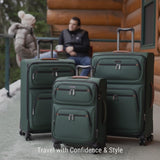 Ricardo Beverly Hills Montecito 3.0 Softside Luggage Collection – Expandable Suitcases with Wheels and TSA Lock, 25" Medium Check-in, Hunter Green