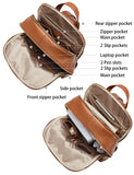 BOSTANTEN Genuine Leather 15.6 inch Laptop Backpack Purse for Women College Casual Backpack Travel Bag Daypack Brown
