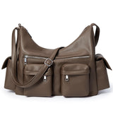 KALIDI Crescent Y2K Shoulder Bag Casual Vintage Punk Vegan Leather Purse Tote Zipper Pockets Hobo Crossbody Bag Work Travel