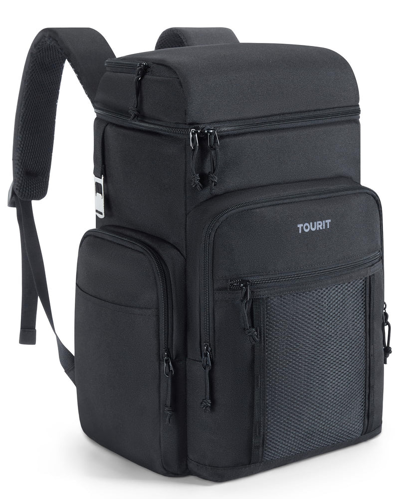 TOURIT Waterproof Cooler Backpack: 30 Cans Insulated Leakproof Portable Cooler Bag Beach Travel Camping Picnic Hiking Black