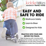 KIDDIETOTES Ride-On Scooter Suitcase for Kids – Hardside Lightweight Carry-On Luggage with Foldable Scooter, LED Wheels, Travel Fun for Toddlers & Children