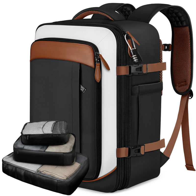 Vancropak 40L Carry On Travel Backpack for Men & Women, Expandable Flight Approved Weekender Backpack with 3 Packing Cubes, Water-Resistant Anti-Theft Laptop Backpack, Lightweight Business Travel Bag