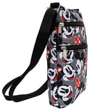 Disney Crossbody Bag Mickey & Minnie Mouse All Over Print Travel Passport (Grey)