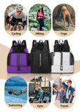 U.helper Waterproof Gym Drawstring Backpack, Sports Sack with Shoes Compartment & Wet Pockets for Ball/Beach/Swim Training (Black)