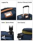 LUGGEX Carry On Luggage Suitcases with Spinner Wheels, 20 Inch Softside Expandable Rolling Suitcase for Travel, Business (Blue)