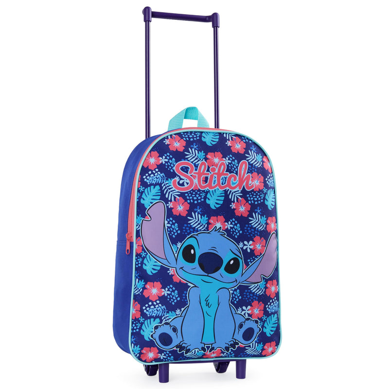 Disney Stitch Girls Suitcase, Foldable Trolley Bag 15.35” x 10.63” x 3.94”