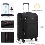 ROPLUS Softside Expandable Luggage with 4 Spinner Wheels, Durable Carry-On Luggage Suitcase (Black, 21-Inch)