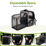Lekebobor Cat Carrier Backpack, Expandable Pet Carrier with Sun Shade & Full Front Opening, Breathable Mesh Backpack for Small Dogs & Medium Cats Up to 18 Lbs, Foldable for Hiking, Camping (Grey)