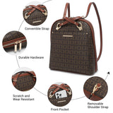 MKP COLLECTION Womens Convertible Backpack Handbag Purse Fashion Designer Ladies Shoulder Satchel Bag for Travel Work