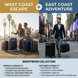 Ricardo Beverly Hills Brentwood Hardside Luggage Collection – Expandable Suitcases with Wheels and TSA Lock, 21" Front Open Carry-on with Smartstand, Onyx