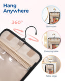 BAGSMART Hanging Travel Toiletry Bag, Large Capacity Water-resistant Cosmetic Organizer with Handle for Brushes Accessories, Black