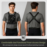 Lone Peak Black Padded Radio Chest Harness w/ Smartphone Pocket (9.5” X 8”)- Secure Fit Search and Rescue Gear - Universal Outdoor Tactical Walkie Talkie Harness- Radio Chest Pack for EMS- Made in USA