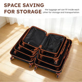 Suitour 4 Piece Luggage Sets, Hard Shell Suitcase Set with Spinner Wheels 16 20 24 28inch Travel Sets(Black Tan)