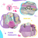 Meetbelify Butterfly Rolling Backpack for Girls Backpack with Wheels for Elementary Student Kids Luggage Travel Suitcase for Girls Ages 6-8