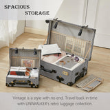 UNIWALKER Vintage Luggage Set of 3, Retro Spinner Trunk with Combo Lock for Women, Cute Designer Travel Suitcase Set with Train Case (26"+20"+12", grid)