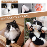 Chongker Stuffed Realistic Cat Plush Backpack, Soft Cat Shaped Backpack with Detachable Straps, Cute Purse Enough Room to Hold Keys, Wallet & Cosmetics, Ideal Gift for Girls,Black