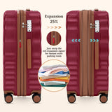 Rosamo 3 piece Luggage Set Expandable Suitcase 22x14x9 Airline Approved Carry on, ABS Hard Case Suitcases with Spinner Wheels, TSA Lock, (Red, 3 Piece Sets(20/BP/TB))