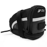 BV Strap-On Bike Bag with Reflective Material - Saddle Bag with Seperate Divider for Small Items for All Your Essentials - Bike Pouch with Taillight Hanger for Maximum Safety (Cycling Bag, Large)