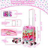 Homskiii 2 in 1 Suitcase for Kids 16inch Luggage Set for Girls Travel Suitcase Hard Shell Luggage Sets with Spinner Wheels Carry on Luggage Airline Approved