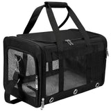 Soft Sided Cat/Dog Carrier,Collapsible Pets Travel Carriers for Pet/Puppy with Shoulder Strap & Removable Mat,Mesh Top Load Small Dogs/Cats Carry Bag Up to 17 Lbs TSA Airline Approved（Black,M）