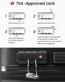 YOETEY 5 Piece Luggage Set Hardside Expandable Suitcase with TSA Lock Spinner Wheels Lightweight Travel Set Includes Tote and Toiletry Bag, (5 Piece Sets, White)