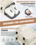 Large Travel Gym Backpack Women Carry On Backpack Flight Approved Hiking Waterproof Rucksack Casual Daypack Laptop bags airplanes Shoes Compartment Personal Item Travel Weekender Bag Essentials Beige