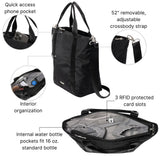 Via Crossbody Tote - Lightweight 12"x10.25"x5" Travel Crossbody Purse with RFID Card Slots and Adjustable Strap