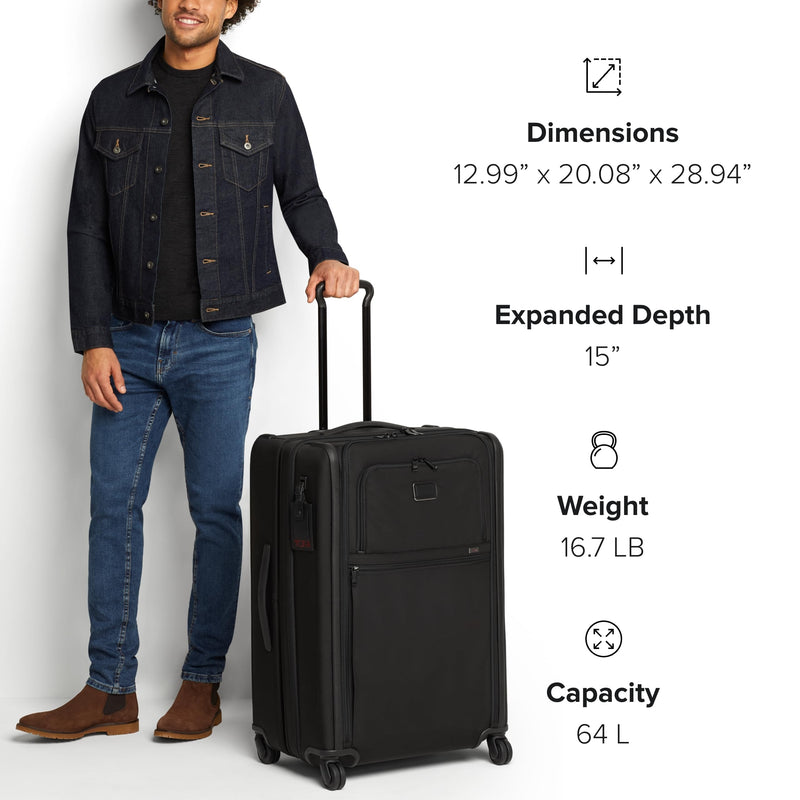 TUMI - Alpha Medium Trip Expandable 4-Wheeled Packing Case - Professional Travel Rolling Luggage - Black