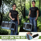 GAPZER Cat Carrier 18 x 11 x 11 Top Loading Soft-Sided Pet Travel Bag Over 15lbs, Portable Small Dog Puppy Car Crate 10 lbs, Chihuahua Kennel Carry Case, Kitty Cloth Cage Medium Cat Under 25 Blue