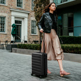 NINETYGO Carry On Luggage 22x14x9 Airline Approved, 20 Inch Luggage with Smooth Spinner Wheels, Lightweight, Hard Shell PC Suitcase Carry-On, Travel Luggage, TSA Approved (Black, Rhine Basic)