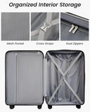 YOETEY 5 Piece Luggage Set Hardside Expandable Suitcase with TSA Lock Spinner Wheels Lightweight Travel Set Includes Tote and Toiletry Bag, (5 Piece Sets, White)