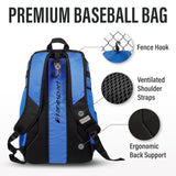 Tonesport Baseball Bag - Backpack for Baseball, Softball, Tball - Adults & Youth Bat Bag - Royal Blue