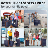 Hoteel Luggage Sets 4 Piece, 4-Yr Warranty Durable Suitcase Dual-Spinner Wheel TSA Lock, Lightweight Travel Hardshell PC+ABS Carry on Luggage for Men&Women, Navy(16/20/24/28 inch)