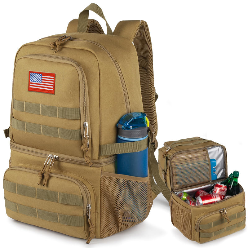 Tactical Double Deck Cooler Backpack for Men,Large Lunch Backpack with 2 Compartment,Soft Coolers Bag Water-Resistant Leak Proof Coolers Bag Beach Picnic