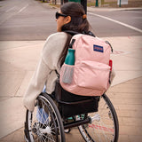JanSport Central Adaptive Backpack – Wheelchair & Walker Compatible, Tuck-Away Shoulder Straps, Adjustable Backrest Loops & Anchor Straps, Iconic Design, Mia Brown White Flowers