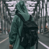 Niepce Inc Japanese Techwear Streetwear Slim Daypack Backpack (Black)