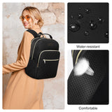 Modoker Eco-Friendly 15.6 Inch Laptop Backpack, Quilted Work Backpack for Women Bookbag Teacher Backpack with USB Charging Port, Travel Backpack Purse for Women Nurse, Black