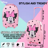 Disney Kids Rolling Luggage 16×11 in, 16‑L Carry‑On Suitcase with Wheels, Foldable Lightweight Travel Bag, Gifts for Kids (Pink Minnie)