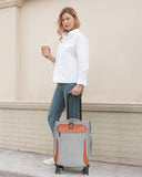 Carry On Luggage 22x14x9 Airline Approved, 20 Inch Softside Suitcase with 4 Pcs, Lightweight Luggage for Women Men with TSA Lock and 4 Spinner Wheels, Soft Side Carry-on Suitcases for Travel, Grey