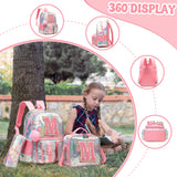 Meetbelify Backpack for Girls Backpacks with Lunch Box Pencil Case for Elementary Student Kids School Travel Bag for Girls Ages 6-8 Years Old Pink M