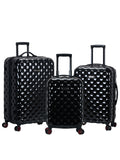 Rockland Quilt Hardside Spinner Wheel Luggage Set, Black, 3-Piece Set (20/24/28)