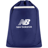 New Balance Drawstring Backpack, Small Gym Travel Bag with Front Zip Pocket, Sports Cinch Sack for Men and Women, Navy, 17.5 Inch