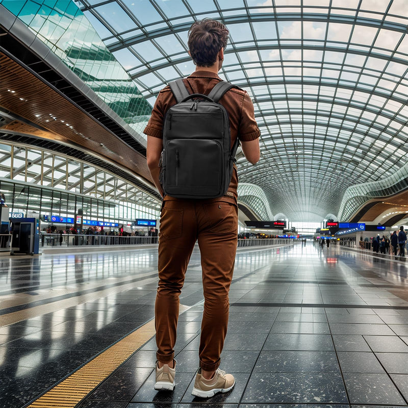 SUIKIHUM Waterproof Laptop Backpack for Men & Women, Flight Approved Anti-Theft Daypack with 15.6-inch Laptop Sleeve (Black)