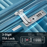 TRAVELEO 4 Piece Luggage Set PP Hardshell, Expandable Suitcase Set (20/24/28) with 14" Cosmetic Case, Lightweight Spinner Wheels with TSA Lock, Detachable Wheels for Nesting Storage (Peacock Blue)