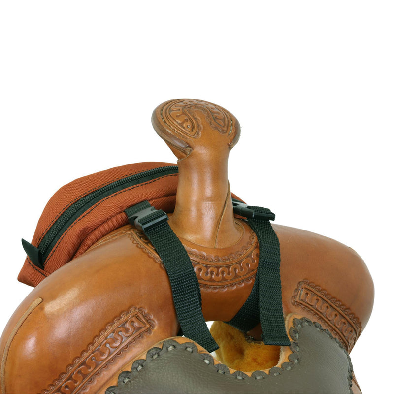 TrailMax Original Pommel Pocket Saddlebag for Western & Endurance Saddles; Cellphone Saddle Horn Bag; Saddle Bag for Horses; Trail Riding Cellphone Pommel Pocket; Rust