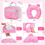 Redbaker 17 Inch 6 Pcs Kids Luggage Set Kids Rolling Luggage Double Pattern Suitcase for Boys Girls (Dusty Pink, Rainbow Style)