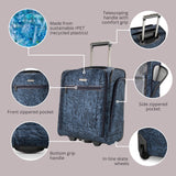 Ricardo Avalon 28L Underseat Carry On Luggage – Sustainable Travel Bag, Compact Suitcase with Wheels, Travel Essentials for Short Trips, Fits Under Seat, 16-inch, Serengeti Night