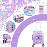 Inprof Kid’s Luggage Set 5 Piece Suitcase Set 16’’ Hardside Luggage with Spinner Wheels Girls Carry on Toddler Travel Rolling Suitcase Carry on Luggage Airline Approved