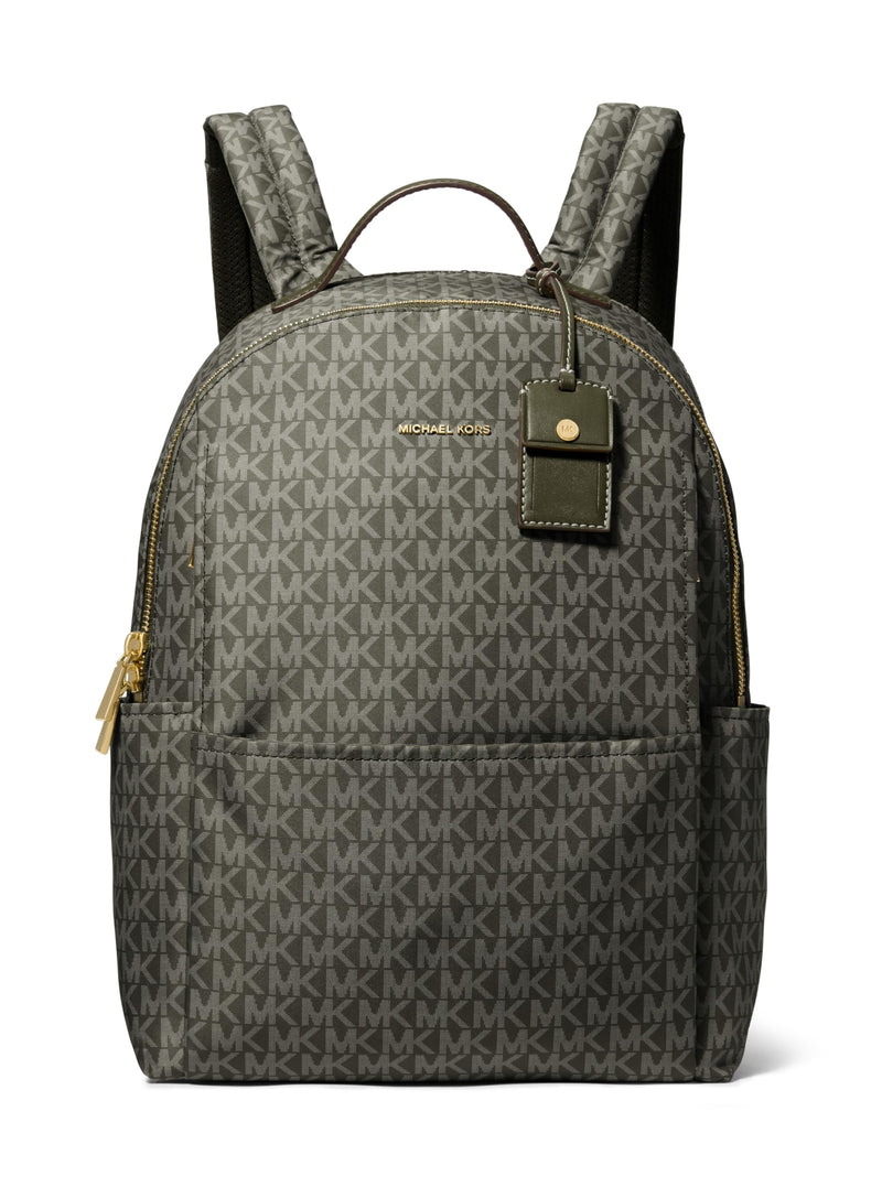 Michael Kors Sable Large Backpack, Gold-Tone Hardware/Tonal MK Signature Nylon/Ivy