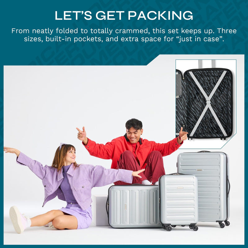 Westridge Hardshell Luggage Set - 3 Piece Set - 20" Carry-On, 24” & 28” Checked Luggage Set with 360° Spinner Wheels - Expandable Suitcases for Extended Travel - Durable ABS Shell - Light Pink